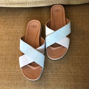Ugg Kari Sandal Sz 9 Sea-foam green/white. NWOT